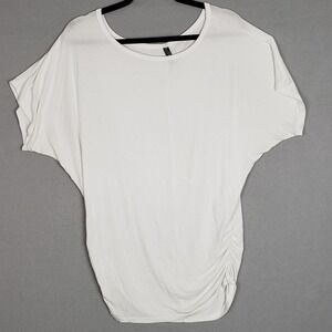Made By Johnny Size L Dolman Sleeve Fitted Tee White Elevated Basic Versatile